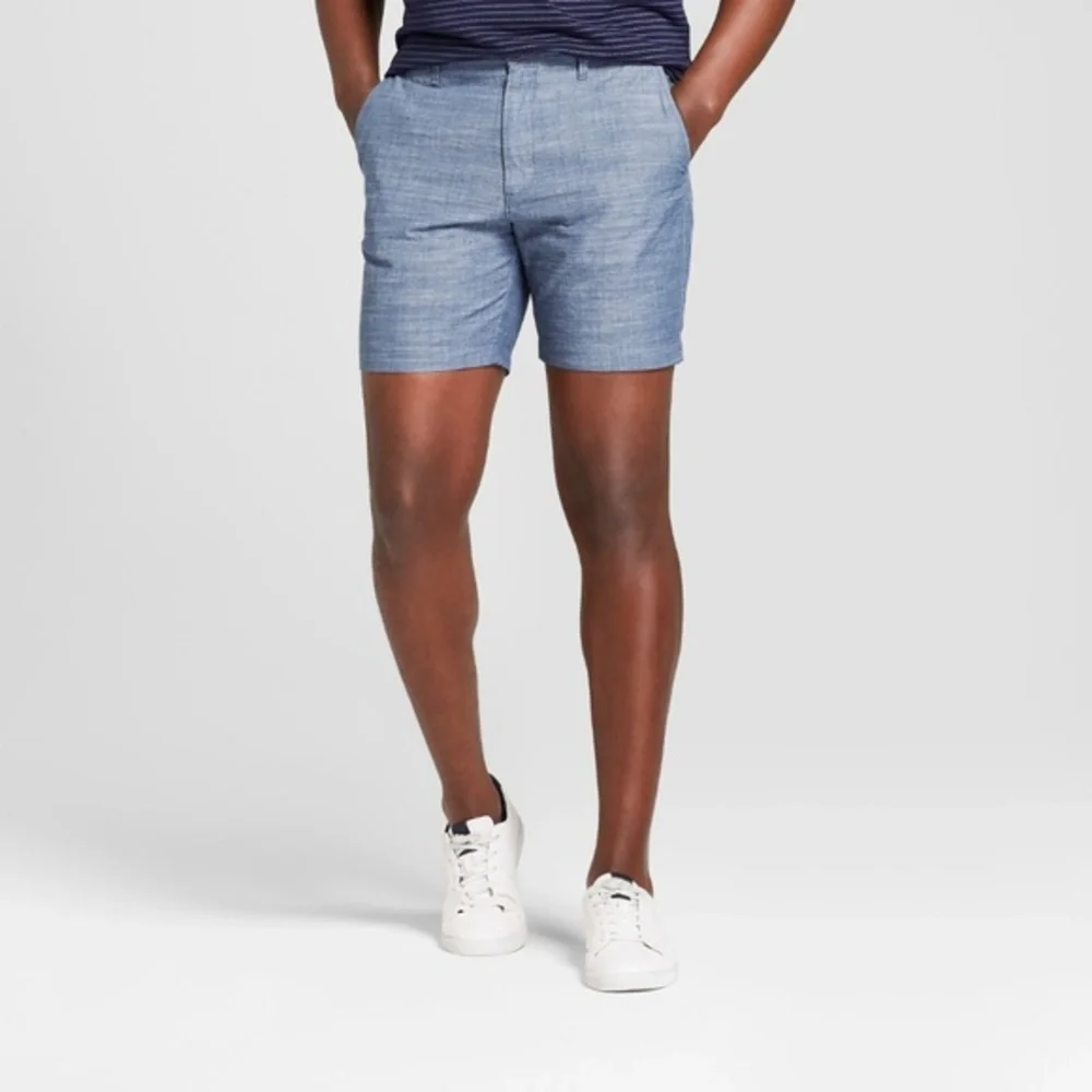 NWT Goodfellow Mens Size 40 Blue Flat Front Linden Chino Shorts NEW